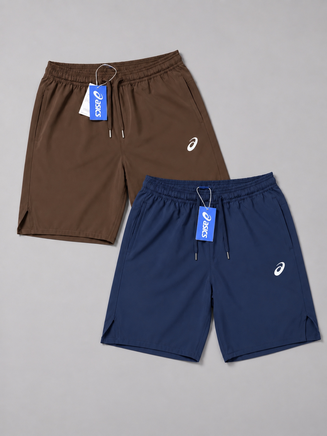 ASICS combo 2 pics 2 ASICS Shorts Pants 2 Piece Combo Coffee and navy - Image 1