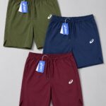 ASICS Shorts Pant 3 Piece Combo Olive, Navy and maroon