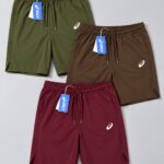 ASICS Shorts Pant 3 Piece Combo coffee, maroon and Olive