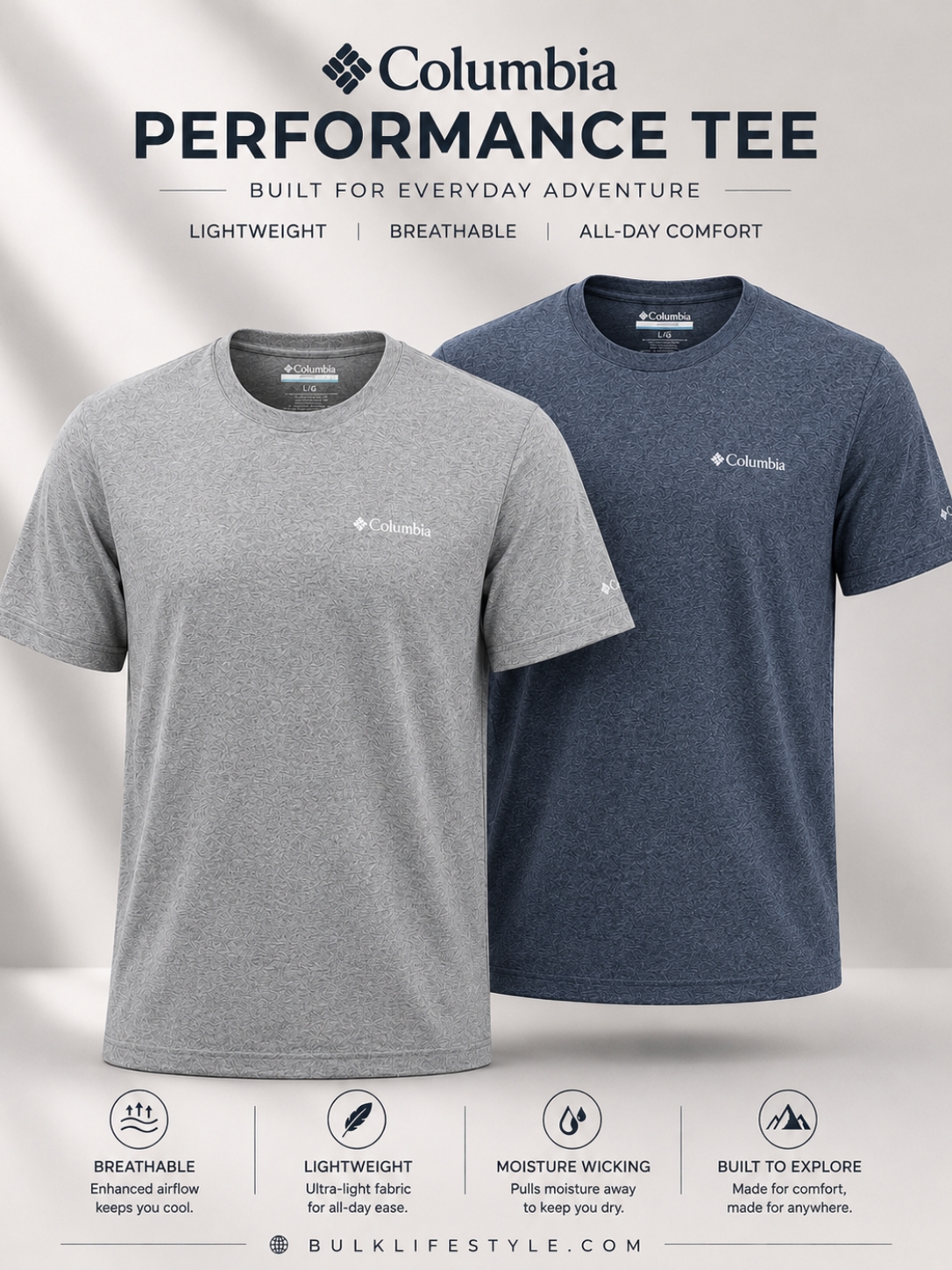 Columbia 6 Columbia T-Shirt – Navy Blue & Light Grey - Image 1