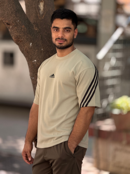 Adidas 3 Stripes Drop Shoulder T-Shirt